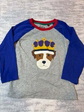 Mini Boden Gray King Dog Raglan Long Sleeve Tee 4-5Y